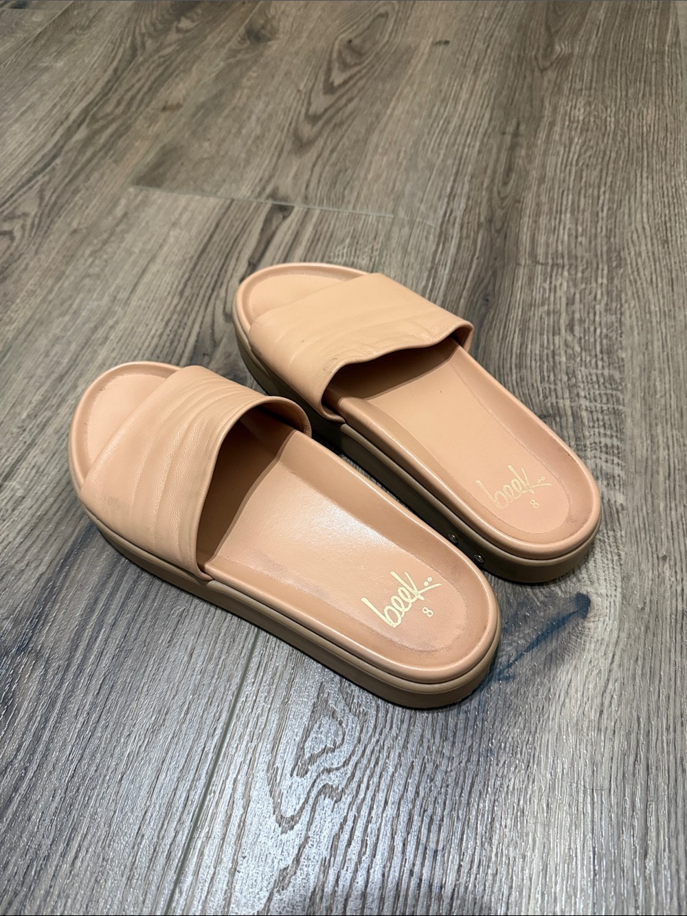 beek Women's Slide Sandals in Light Nude